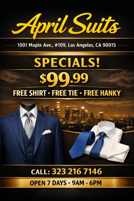 April Suits on Maple Av, Los Angeles, CA | Men, Children and Baptism suits 