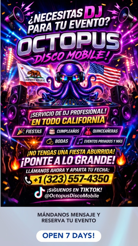 Welcome to Octopus Disco Mobile | Dj Private Events in California,  CA