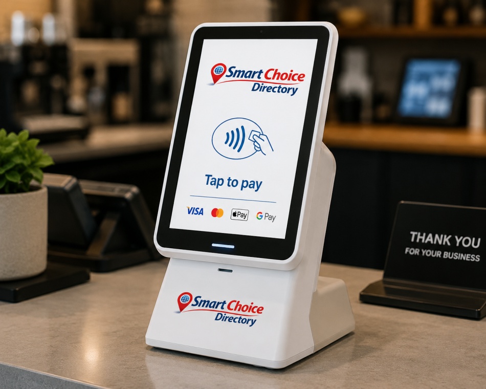 Customer paying at POS terminal